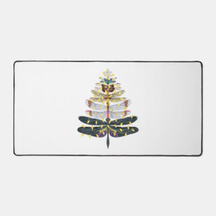 Dragonfly Christmas Tree Desk Mat