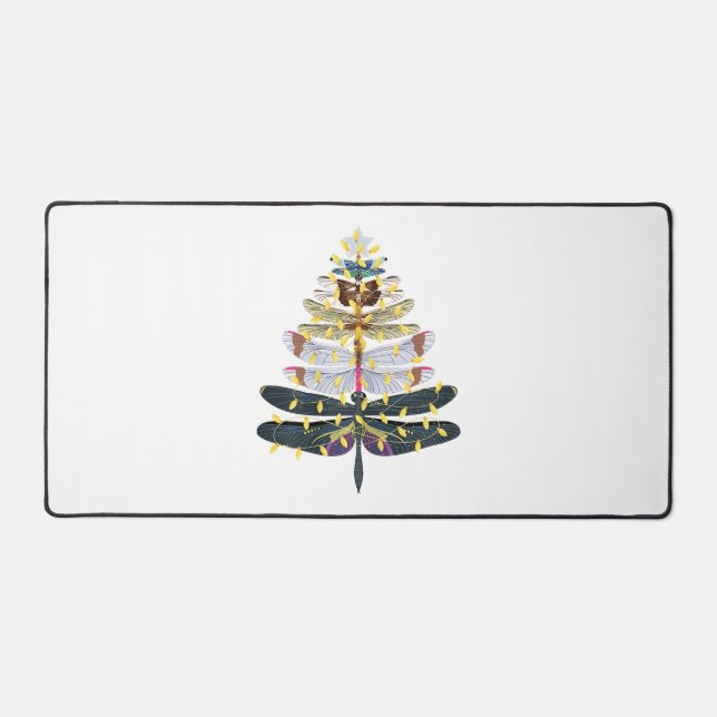 Dragonfly Christmas Tree   Desk Mat (Front)