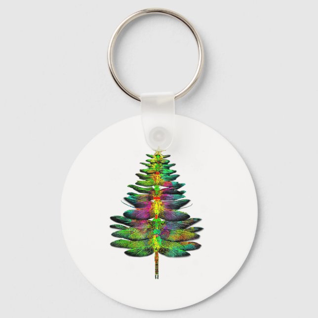 Dragonfly Christmas Tree Dragonfly Xmas  Key Ring (Front)