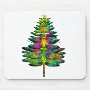 Dragonfly Christmas Tree Dragonfly Xmas Mouse Pad