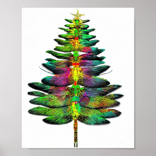 Dragonfly Christmas Tree Dragonfly Xmas  Poster (Front)
