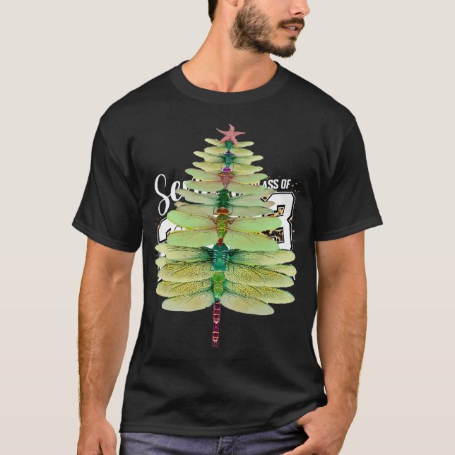 Dragonfly Christmas Tree Funny Dragonfly Lovers Xm T-Shirt (Front)