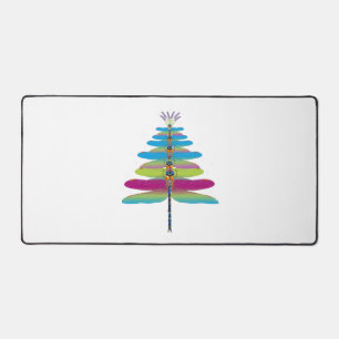 Dragonfly Christmas Tree Funny Insects Lover Xmas Desk Mat