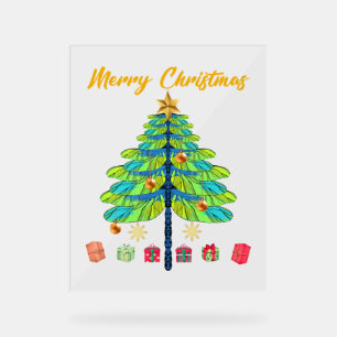 Dragonfly Christmas Tree Gift Acrylic Sign