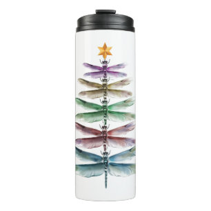 Dragonfly Christmas Tree Insect Lover Xmas Gift Wo Thermal Tumbler