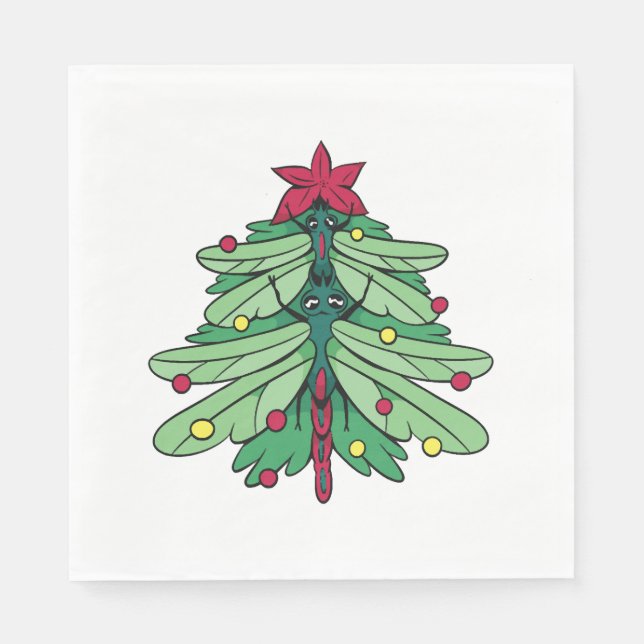 Dragonfly Christmas Tree  Napkin (Front)