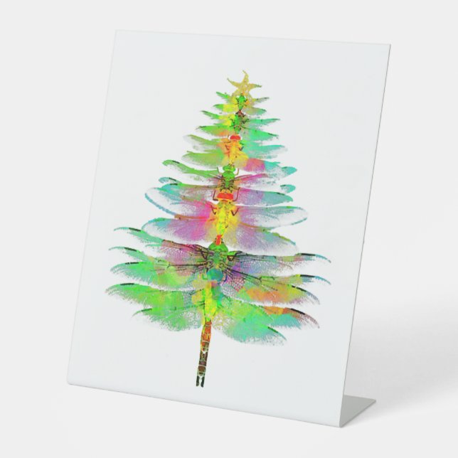 Dragonfly Christmas Tree  Pedestal Sign (Front)