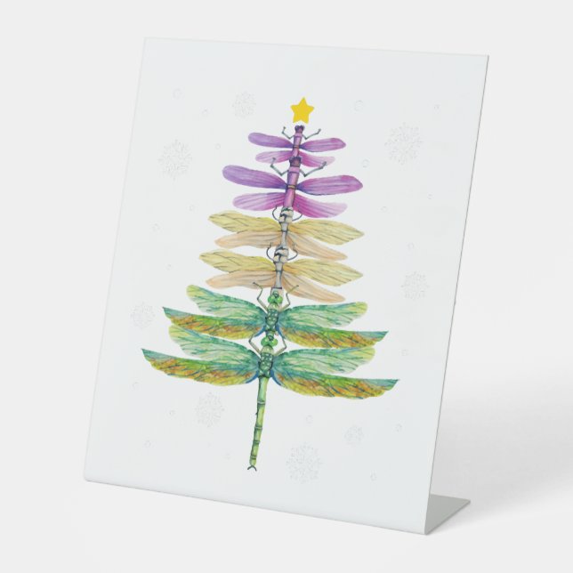 dragonfly Christmas tree   Pedestal Sign (Front)