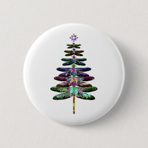 Dragonfly Christmas Tree Shirt Insect Lover Xmas C 6 Cm Round Badge