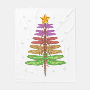 Dragonfly Christmas Tree Shirt Insect Lover Xmas C Fleece Blanket