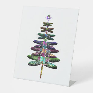 Dragonfly Christmas Tree Shirt Insect Lover Xmas C Pedestal Sign