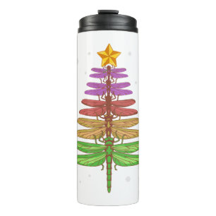 Dragonfly Christmas Tree Shirt Insect Lover Xmas C Thermal Tumbler
