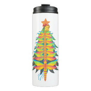 dragonfly christmas tree thermal tumbler