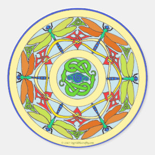 dragonfly circle classic round sticker