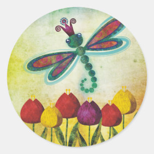 dragonfly classic round sticker