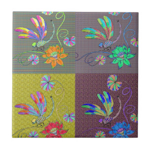 Dragonfly Collage Ceramic Tile
