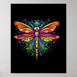 Dragonfly Colourful Dragonflies Hippie 70s Peace Poster