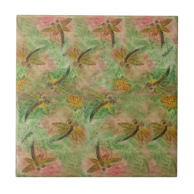 Dragonfly Cotton Candy Ceramic Tile (Front)