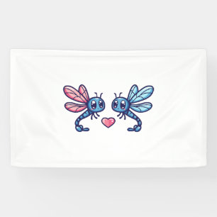 Dragonfly couple in love animal Valentine's Day Banner