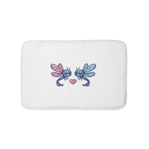 Dragonfly couple in love animal Valentine's Day Bath Mat