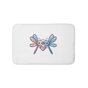 Dragonfly couple in love animal Valentine's Day Bath Mat