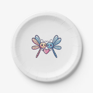 Dragonfly couple in love animal Valentine's Day Paper Plate