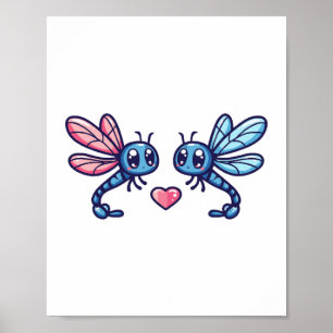 Dragonfly couple in love animal Valentine's Day Poster