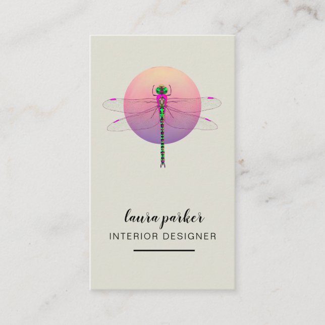 Dragonfly Creative Designer Nature Pink Business Card (Front)