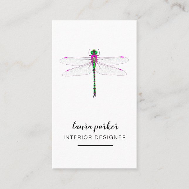Dragonfly Creative Designer Nature White Simple Business Card (Front)