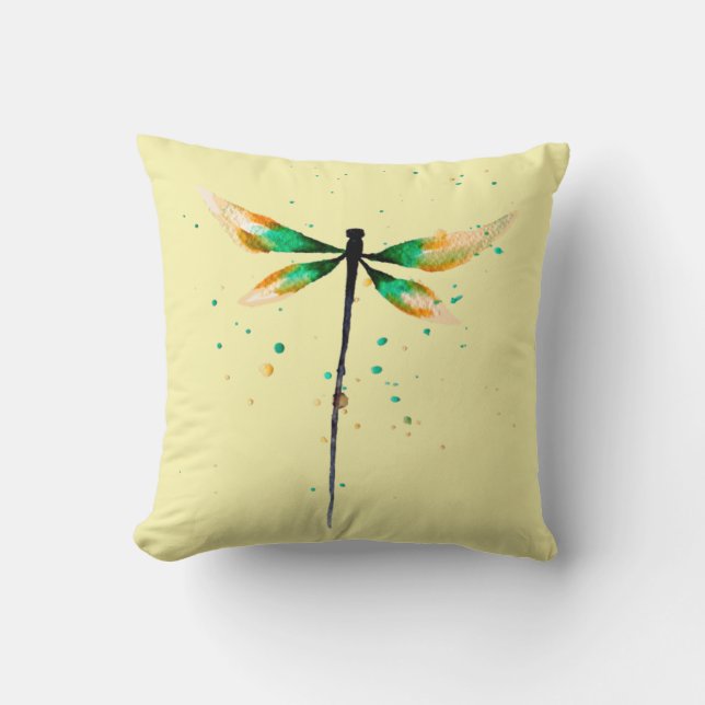 Dragonfly cute watercolor design cushion (Front)