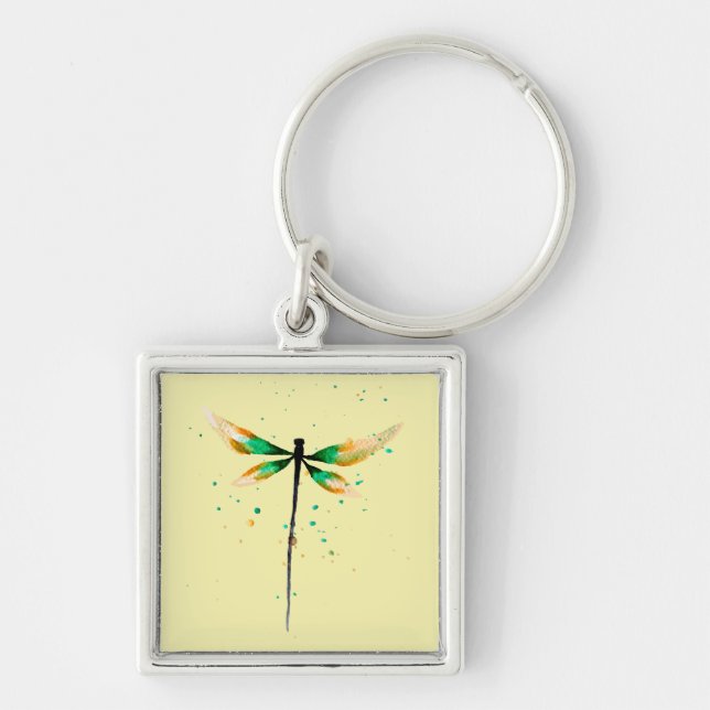 Dragonfly cute watercolor illustration key ring (Front)