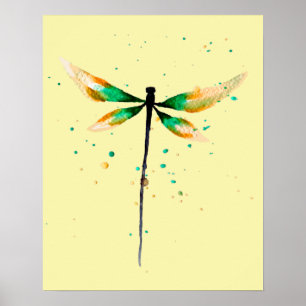 Dragonfly cute watercolor illustration poster