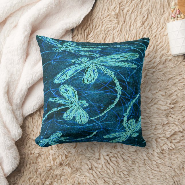 Dragonfly Dance Blue Tango Cushion (Blanket)
