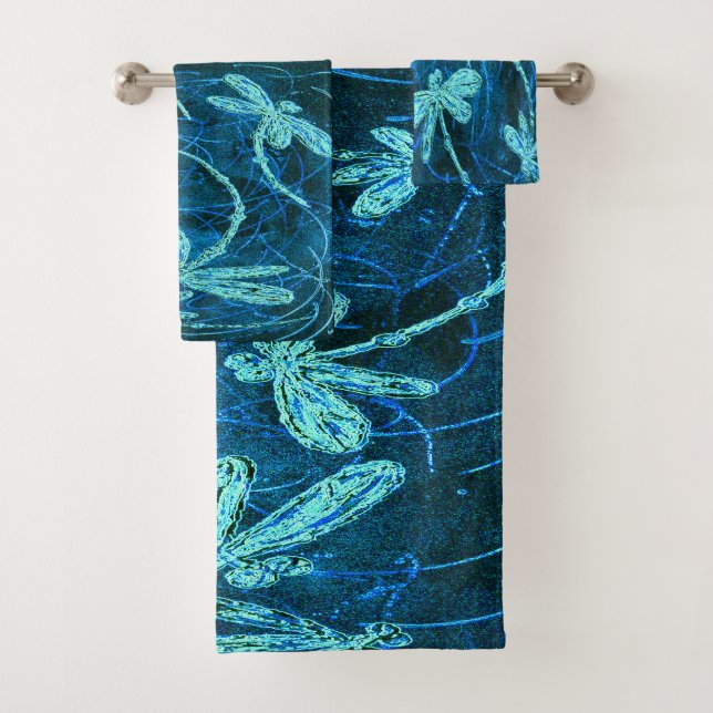 Dragonfly Dance Blue Tango Towel Set (Insitu)