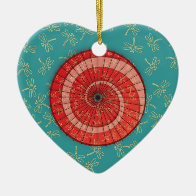 dragonfly dance ceramic ornament (Front)