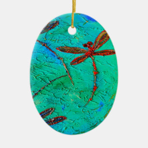 Dragonfly Dance Ceramic Ornament