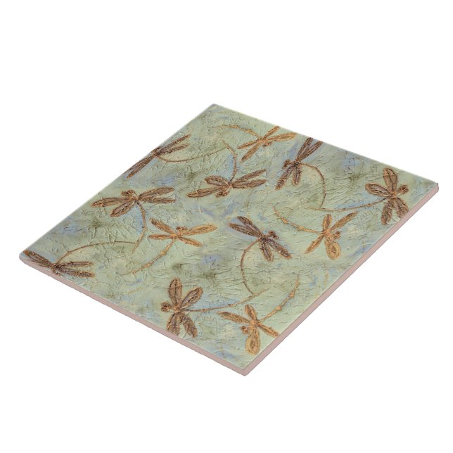 Dragonfly Dance Gold Ceramic Tile (Side)