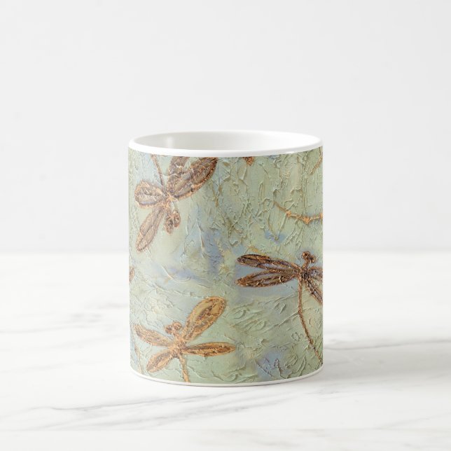Dragonfly Dance Gold Coffee Mug (Center)