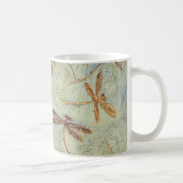 Dragonfly Dance Gold Coffee Mug (Right)