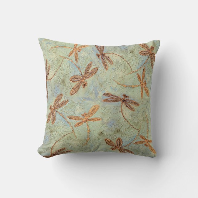 Dragonfly Dance Gold Cushion (Front)