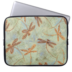 Dragonfly Dance Gold Laptop Sleeve