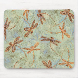 Dragonfly Dance Gold Mouse Pad