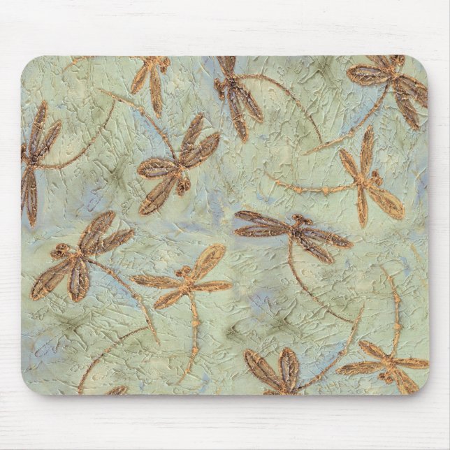 Dragonfly Dance Gold Mouse Pad (Front)