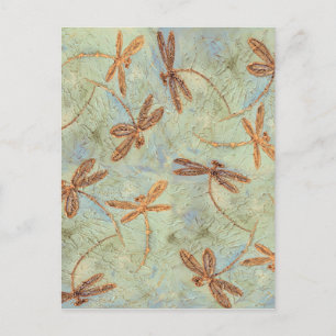 Dragonfly Dance Gold Postcard