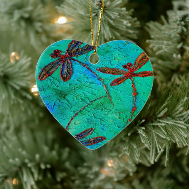 Dragonfly Dance Heart Christmas Ornament Custom (Tree)
