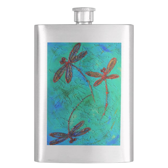 Dragonfly Dance Hip Flask (Front)