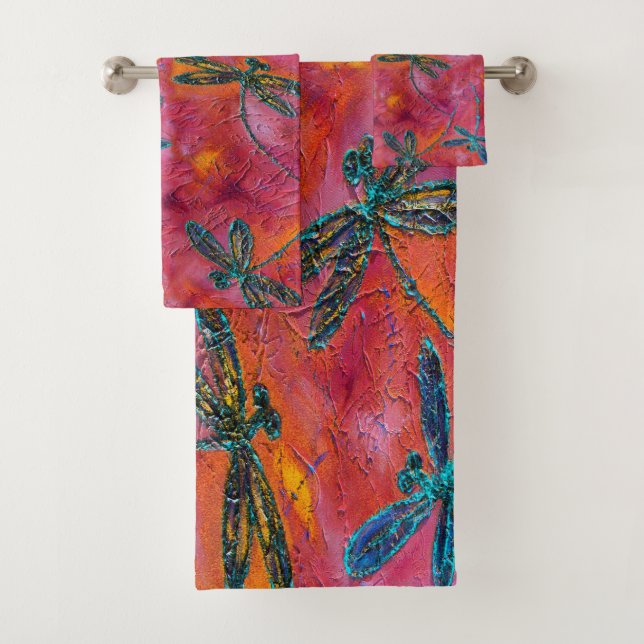 Dragonfly Dance Hot Fuchsia Bath Set (Insitu)