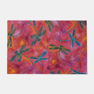 Dragonfly Dance Hot Fuchsia Door Mat