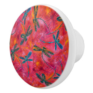 Dragonfly Dance Hot Fuchsia Door Pull