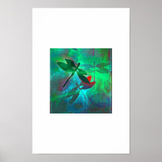 dragonfly dance in green poster